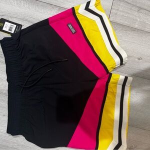Zumba Black Shorts with Pink and Yellow Stripes